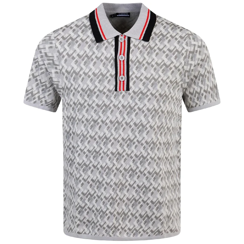 Nate Knitted Polo Shirt JL Micro Bridge Grey - AW23