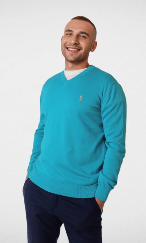 Polo V-Neck Pullover RL - Turquoise