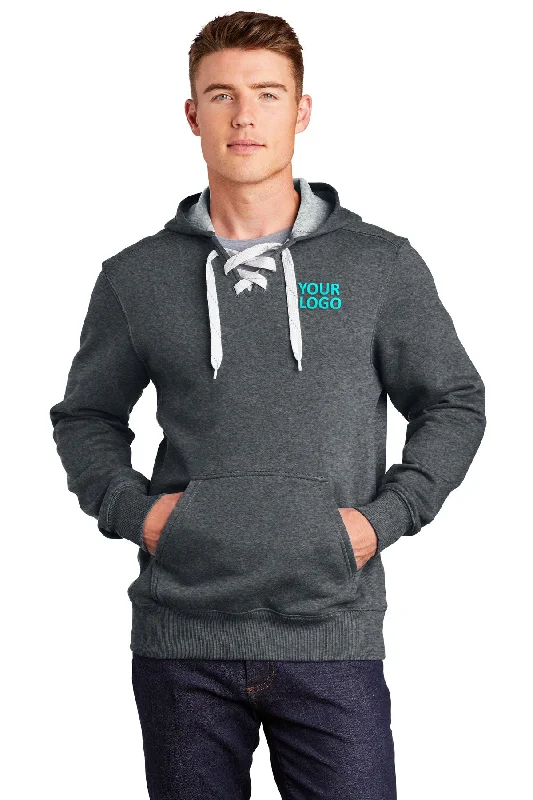 Sport-Tek Lace Up Pullover Custom Hooded Sweatshirts, Graphite Heather