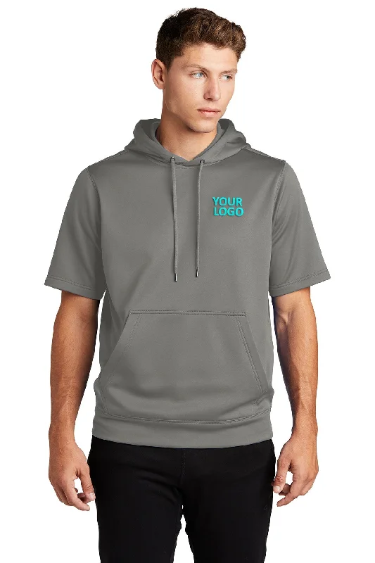 Sport-Tek Sport-Wick Fleece Short Sleeve Hooded Custom Pullovers, Dark Smoke Grey